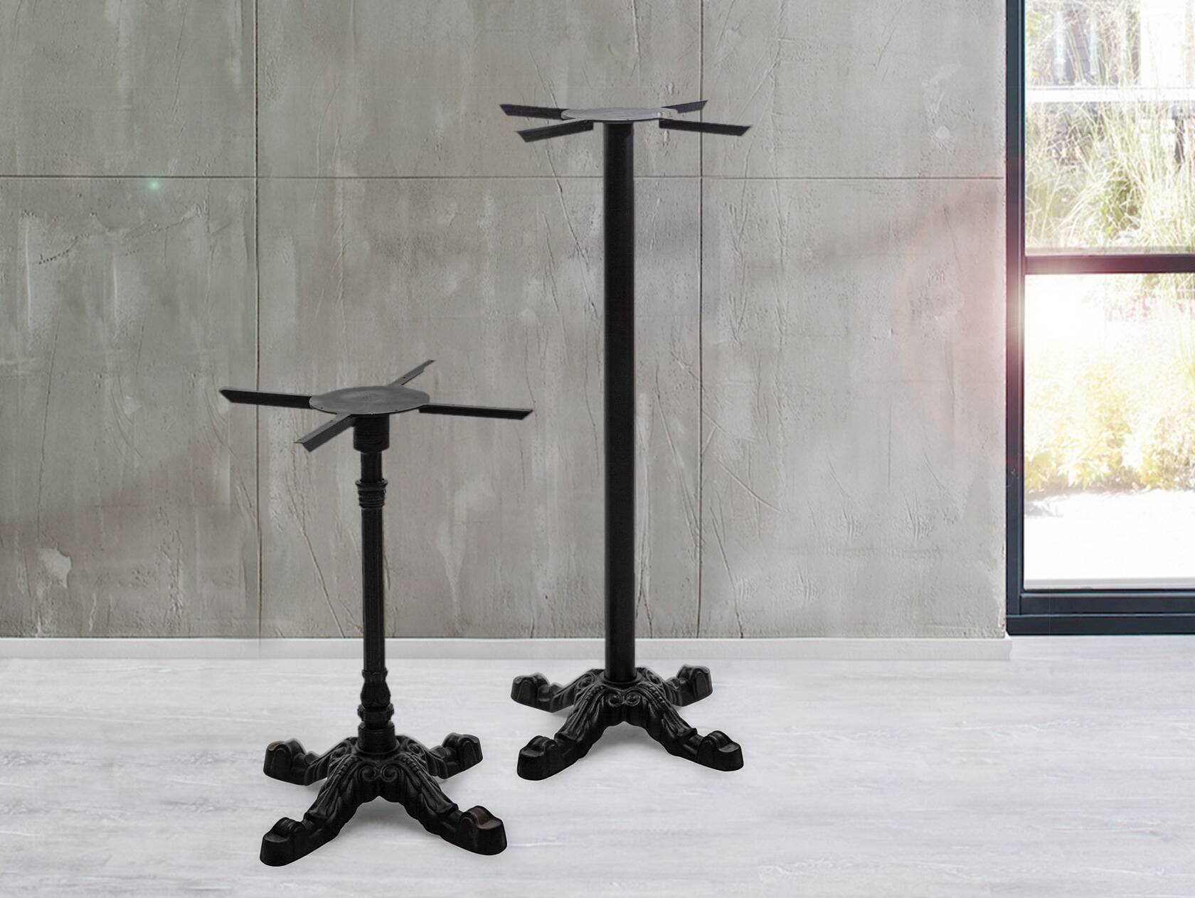Tischgestell für Bartisch, Material Metall, schwarz lackiert, Höhe: 118 cm 