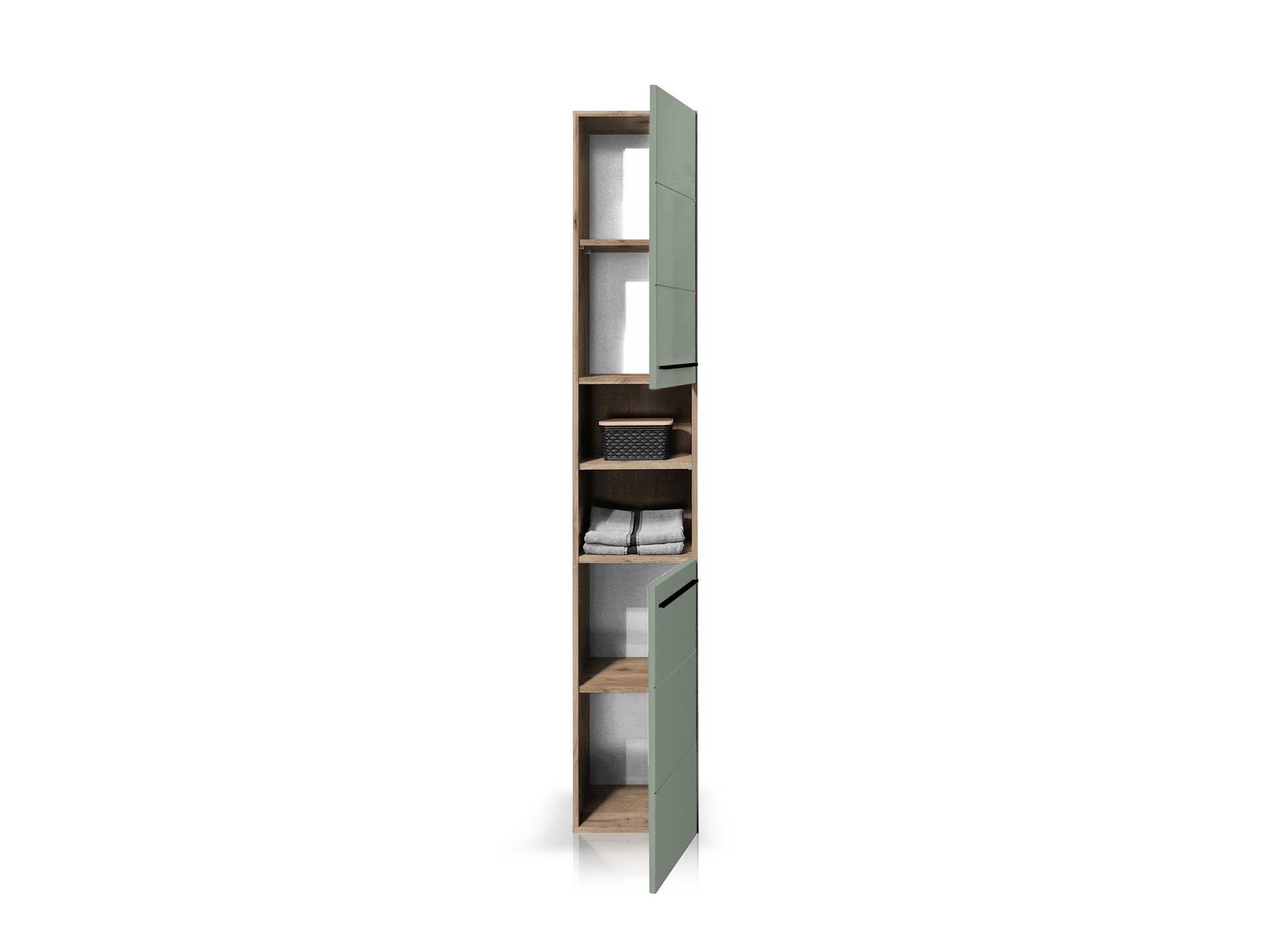 VALENCE Hochschrank, Material Dekorspanplatte, Eiche Nachbildung/schilfgrün 