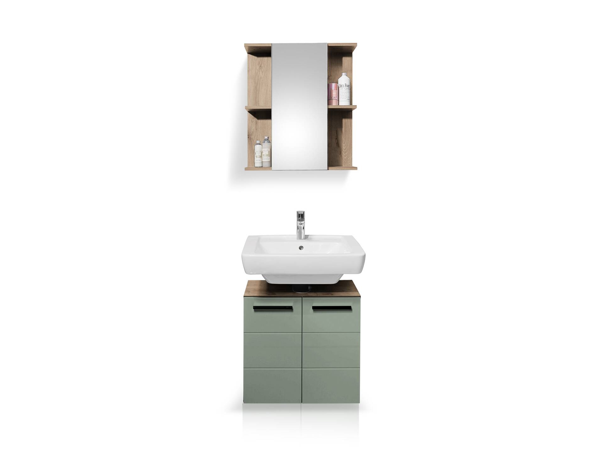 VALENCE Spiegelschrank, Material Dekorspanplatte, Eiche Nachbildung 