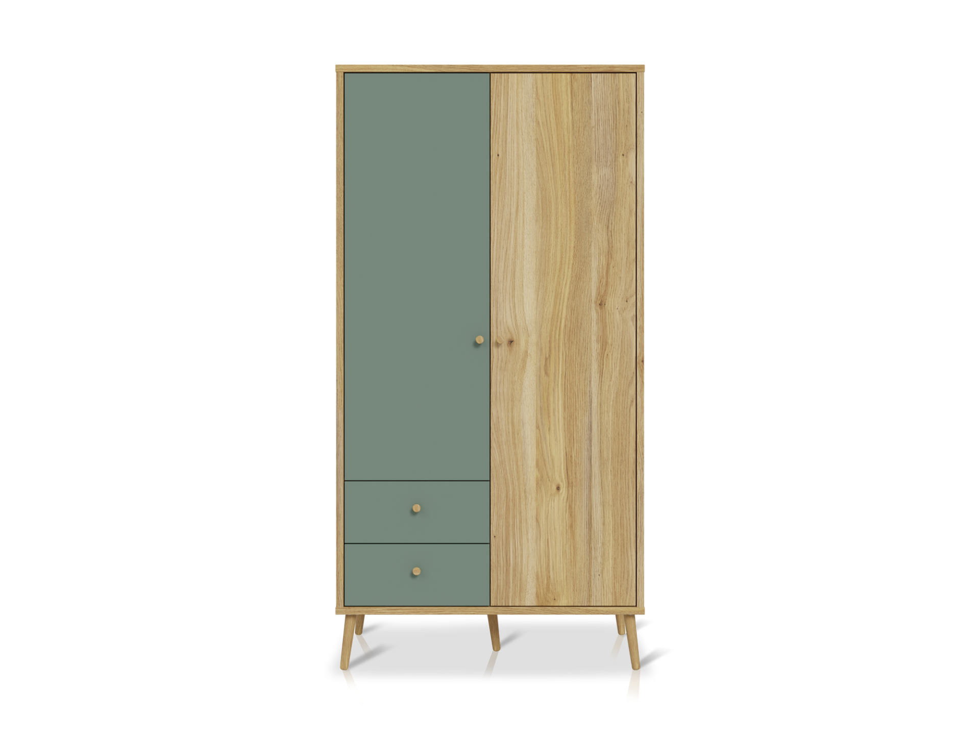 WILMONA Kleiderschrank, Material Spanplatte, Mauvella Eiche Nachbildung/salbeifarbig 