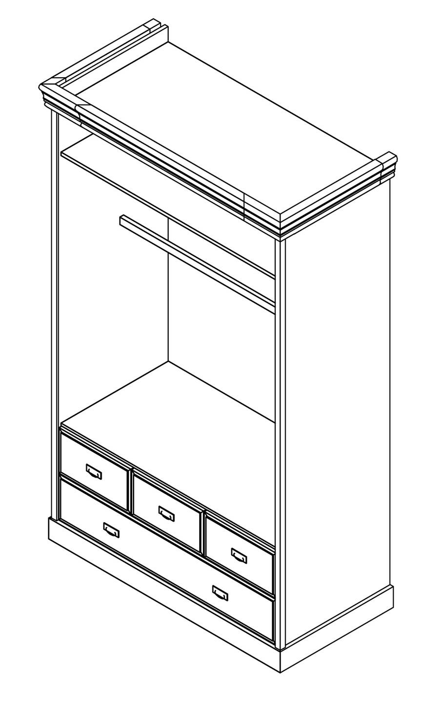 ROMAN Wäscheschrank, Material Massivholz, Kiefer weiss gewachst