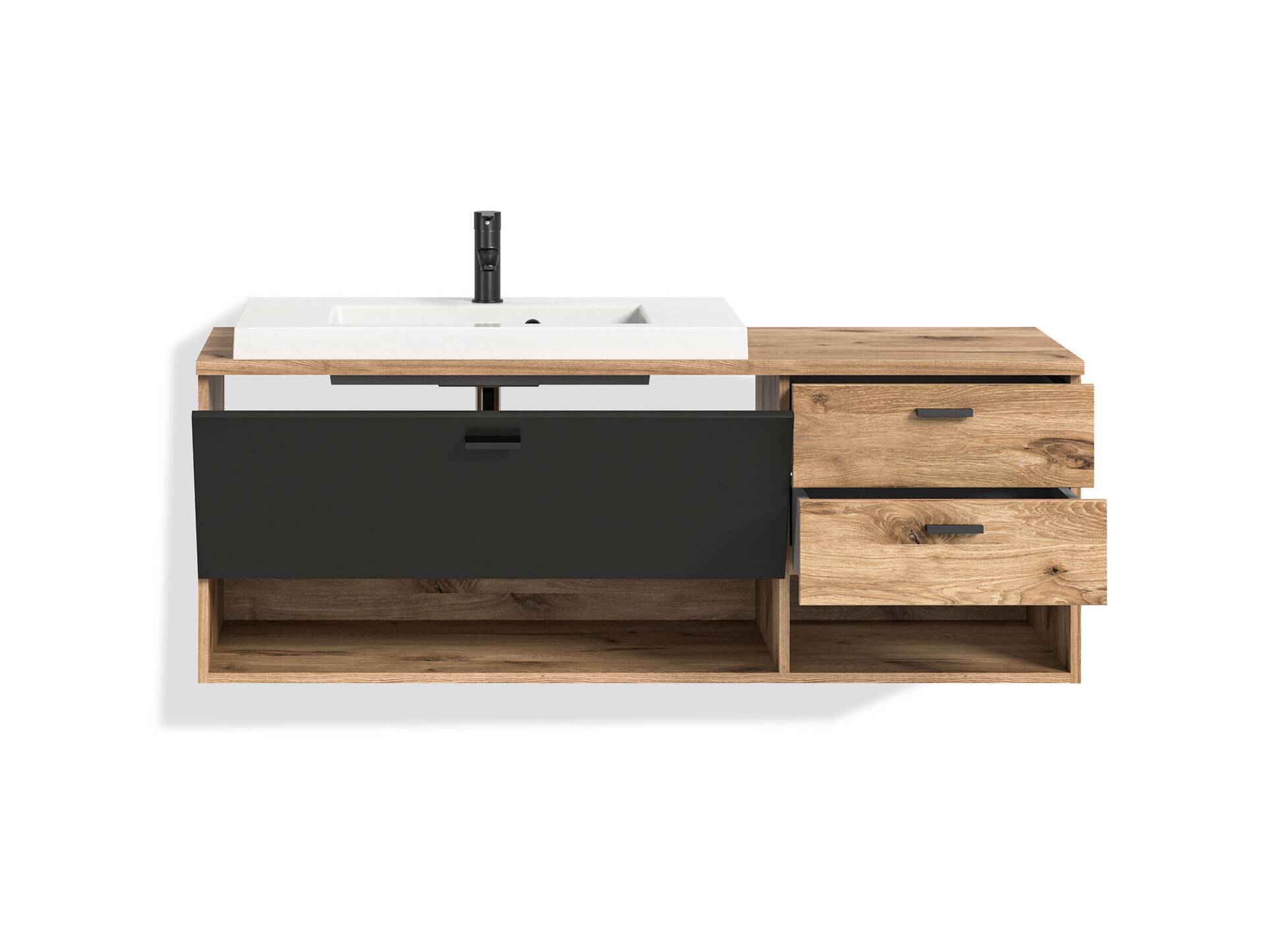 GOLDENBAY Waschtisch inkl. Becken, Material Dekorspanplatte, Nox Oak Nachbildung/Grau matt 