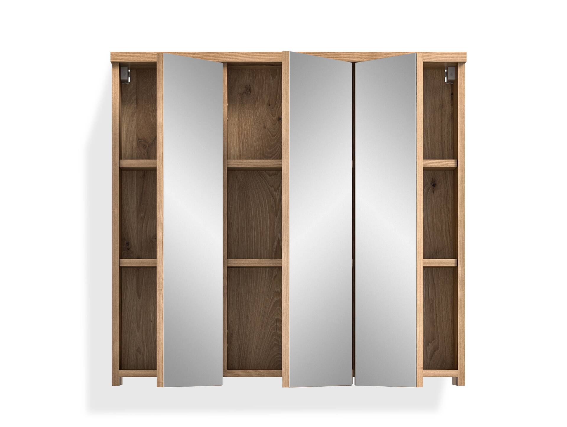 GOLDENBAY Spiegelschrank, Material Dekorspanplatte, Nox Oak Nachbildung/Grau matt 