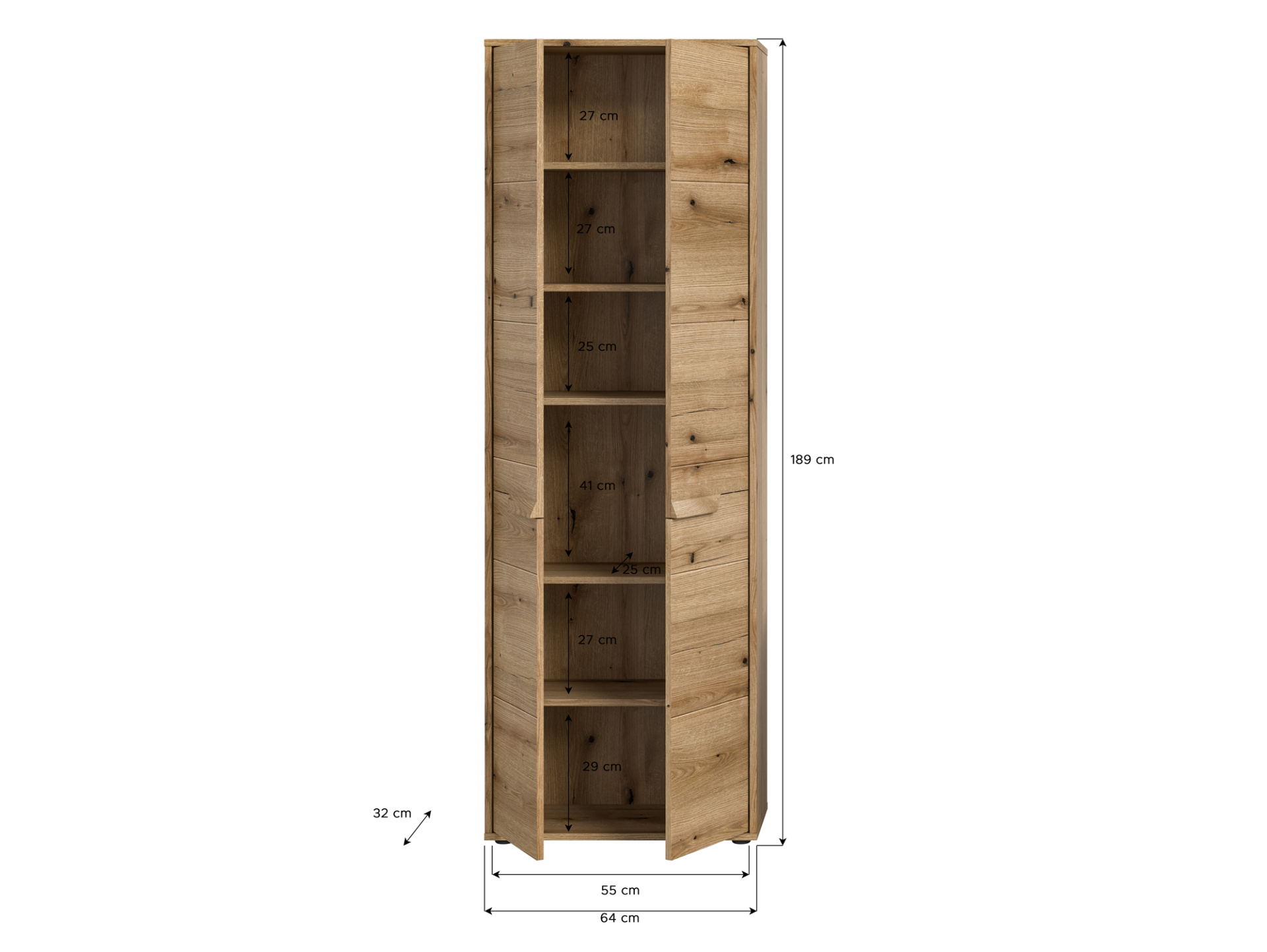 ZANTO Hochschrank, Material Dekorspanplatte, Evoka Oak Nachbildung 