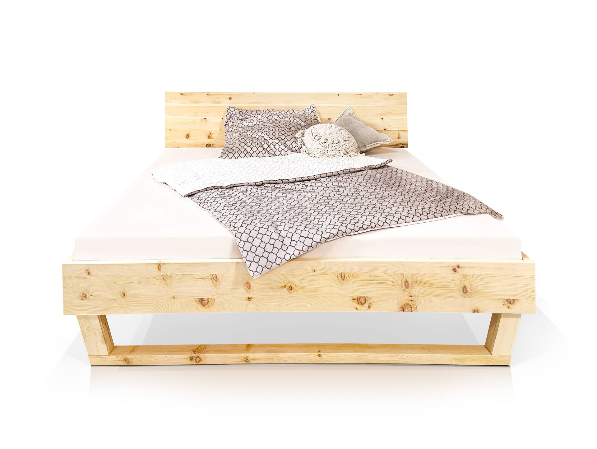 ZABINO Holz-Kufenbett aus Zirbe, Material Massivholz, ohne Kopfteil 160 x 220 cm | Zirbe unbehandelt