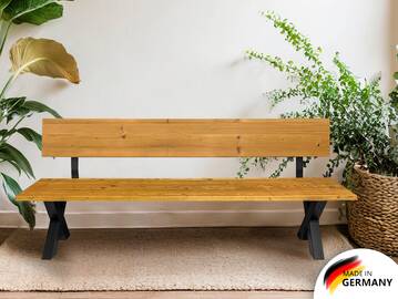 ALABAMA Sitzbank mit X-Beinen, Altholzoptik, Material Massivholz, THERMO-Fichte lackiert 