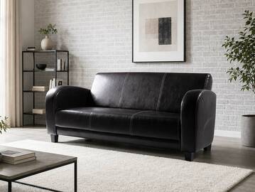 ANTO Sofa 3-Sitzer Antikbraun, Füsse nussbaumfarben