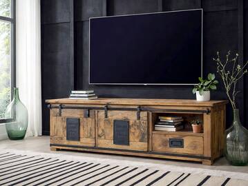 BRISTOL TV-Board IV, Material Massivholz, Mango rustikal