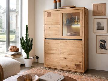 CALDERA Highboard I, Material Massivholz, Wildeiche geölt 