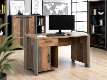 CASSIA Schreibtisch, Material Dekorspanplatte, Old Wood Vintage/betonfarbig