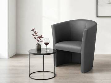 CHARLY Sessel / Cocktailsessel im Lederlook, Material Kunstleder grau