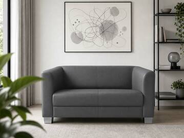 CHICAGO 2-Sitzer Sofa, Material Kunstleder grau