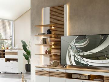 FABINA Wandpaneel, Material Spanplatte, Artisan Eiche Nachbildung/weiss