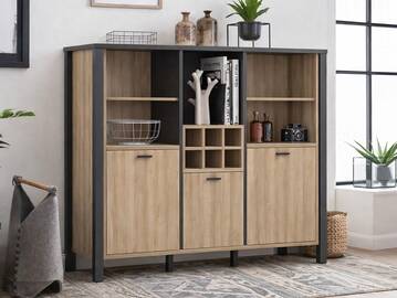 HAVANO Regal, Material Dekorspanplatte, Riviera Eichefarbig/schwarz
