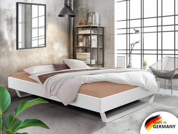 LUKY Kufenbett ohne Kopfteil, Material Massivholz, Fichte/Kufen weiss 90 x 200 cm