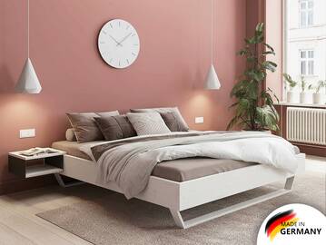 LUKY Kufenbett ohne Kopfteil, Material Massivholz, Fichte/Kufen weiss