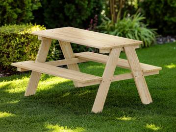 PICKNICK Kinder-Sitzgruppe, Material Massivholz Kiefer natur lackiert