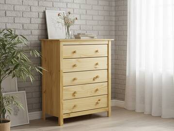TOBINO Kommode mit 5 Schubladen, Material Massivholz, Kiefer