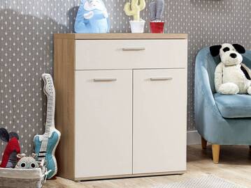 WALDY Kommode (Wickelkommode), Material Dekorspanplatte, Eiche sonomafarbig/weiss 