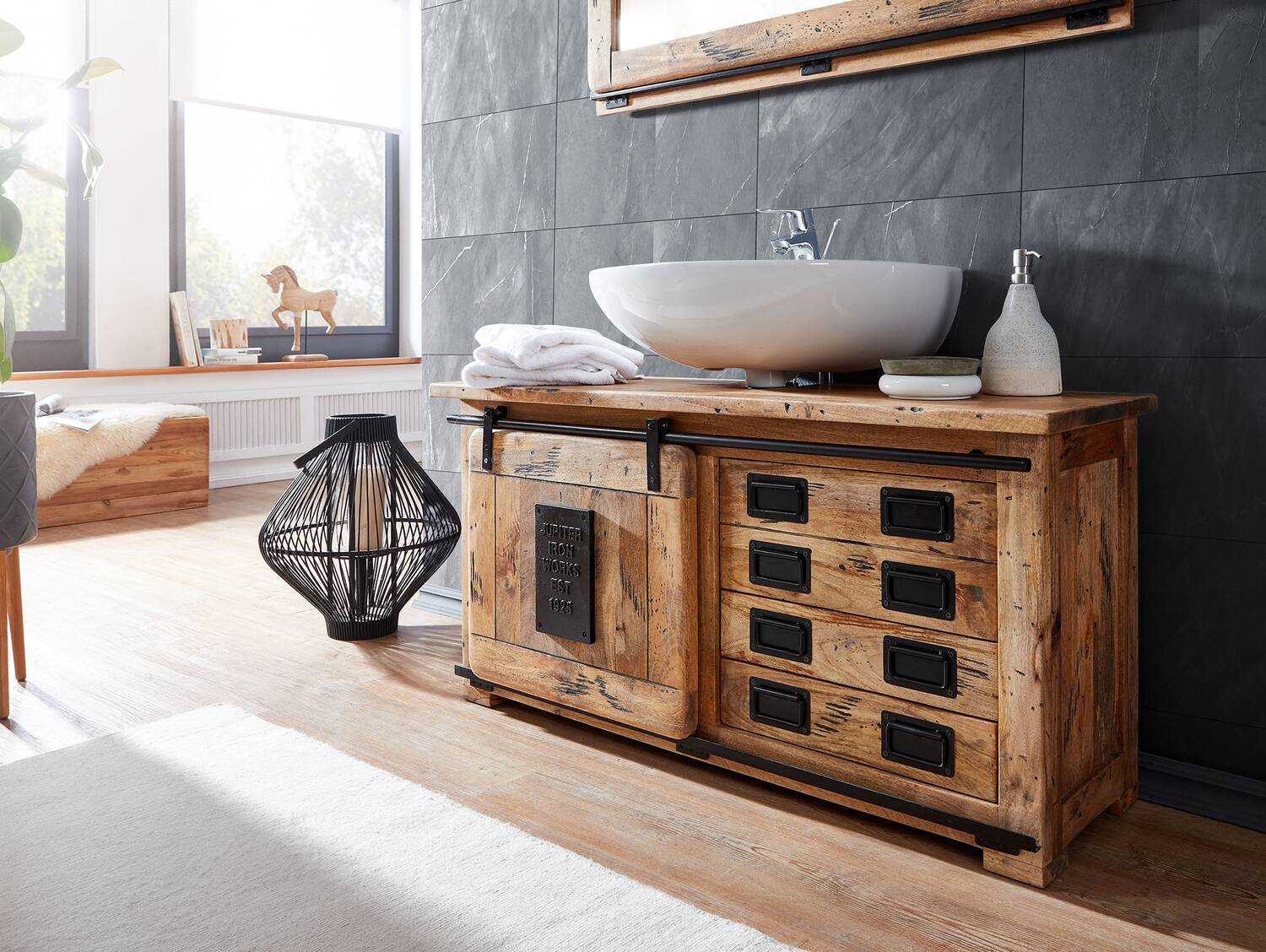 bristol badezimmerset i, material massivholz, mango rustikal