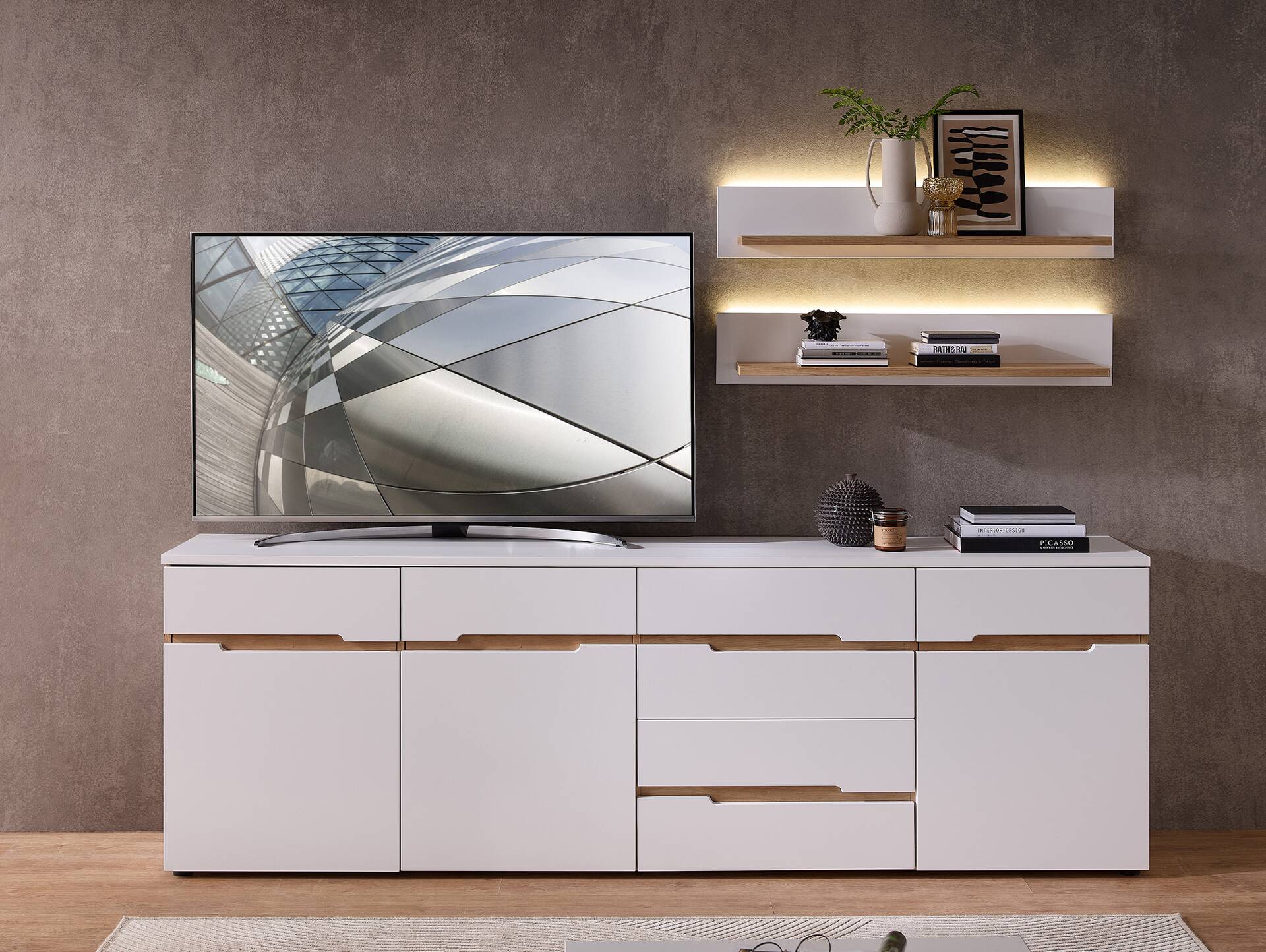 MAILAND TV-Sideboard, Material Dekorspanplatte Weiss