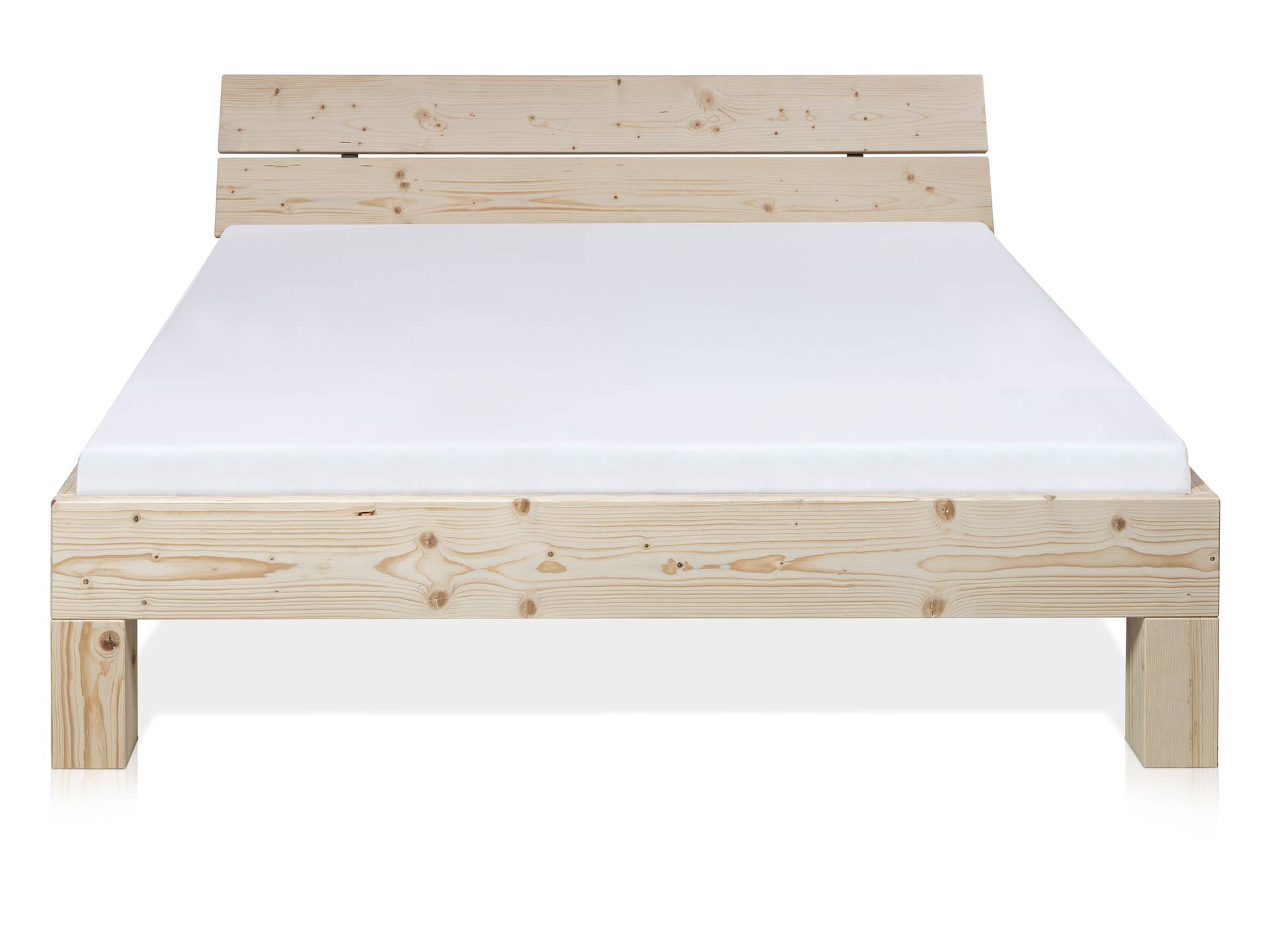 LUKY 4-Fuß-Bett mit Kopfteil, Material Massivholz, Fichte massiv 140 x 200 cm | natur