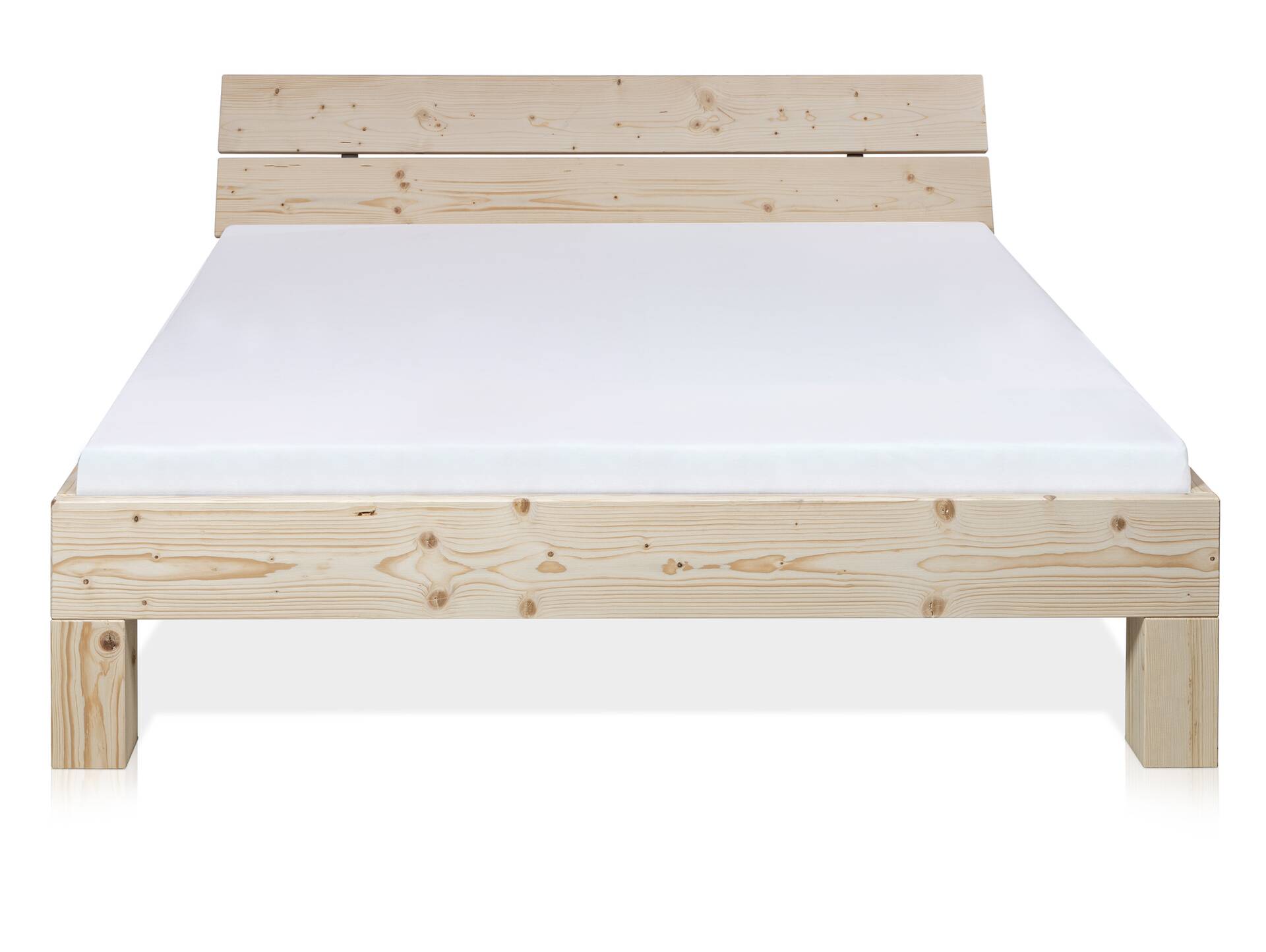 LUKY 4-Fuß-Bett mit Kopfteil, Material Massivholz, Fichte massiv 90 x 200 cm | natur