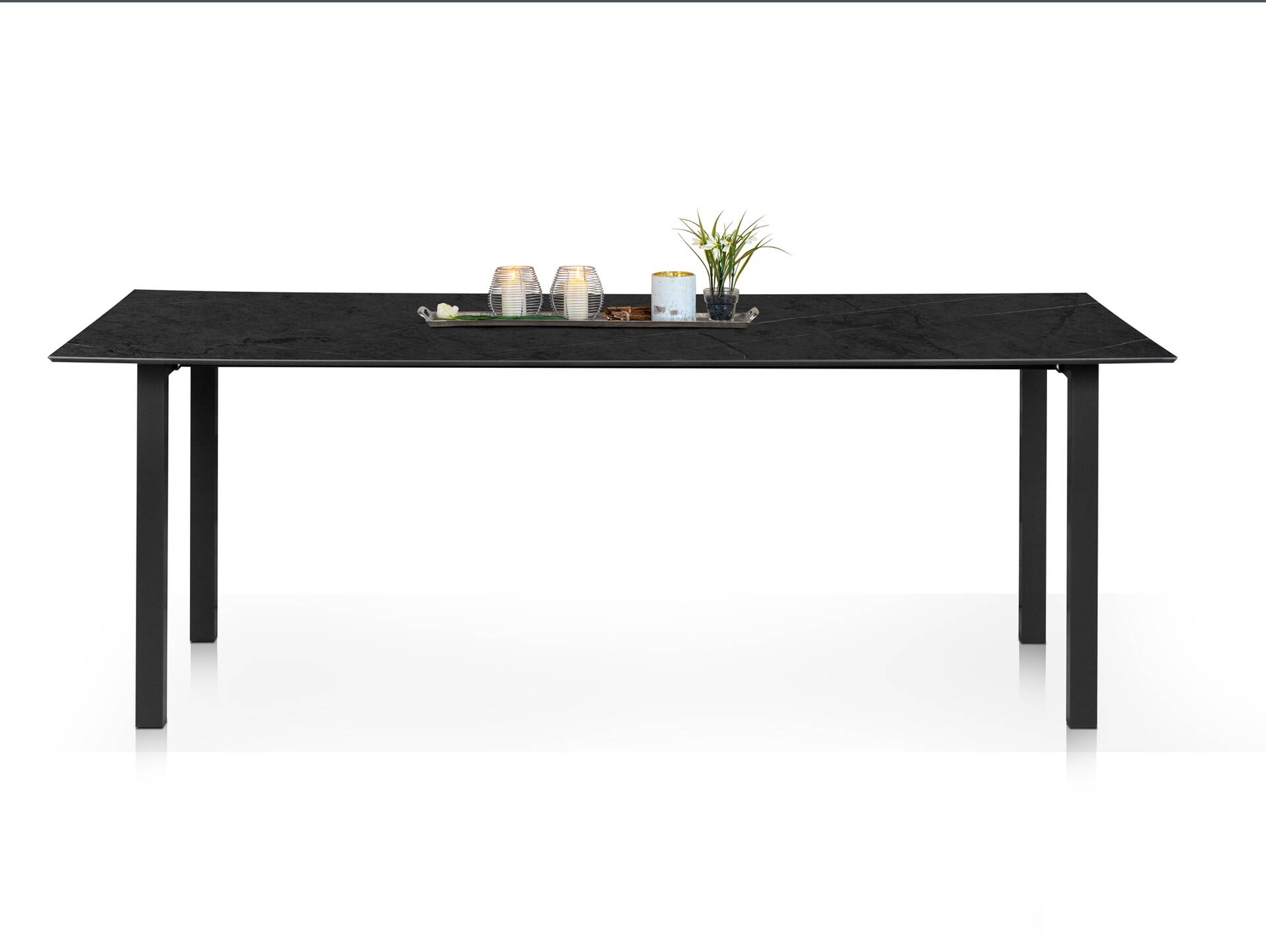 DOLOMIT Gartentisch/Esszimmertisch, Material HPL / Aluminium 200 cm | 80 cm | schwarz/dunkelgrau