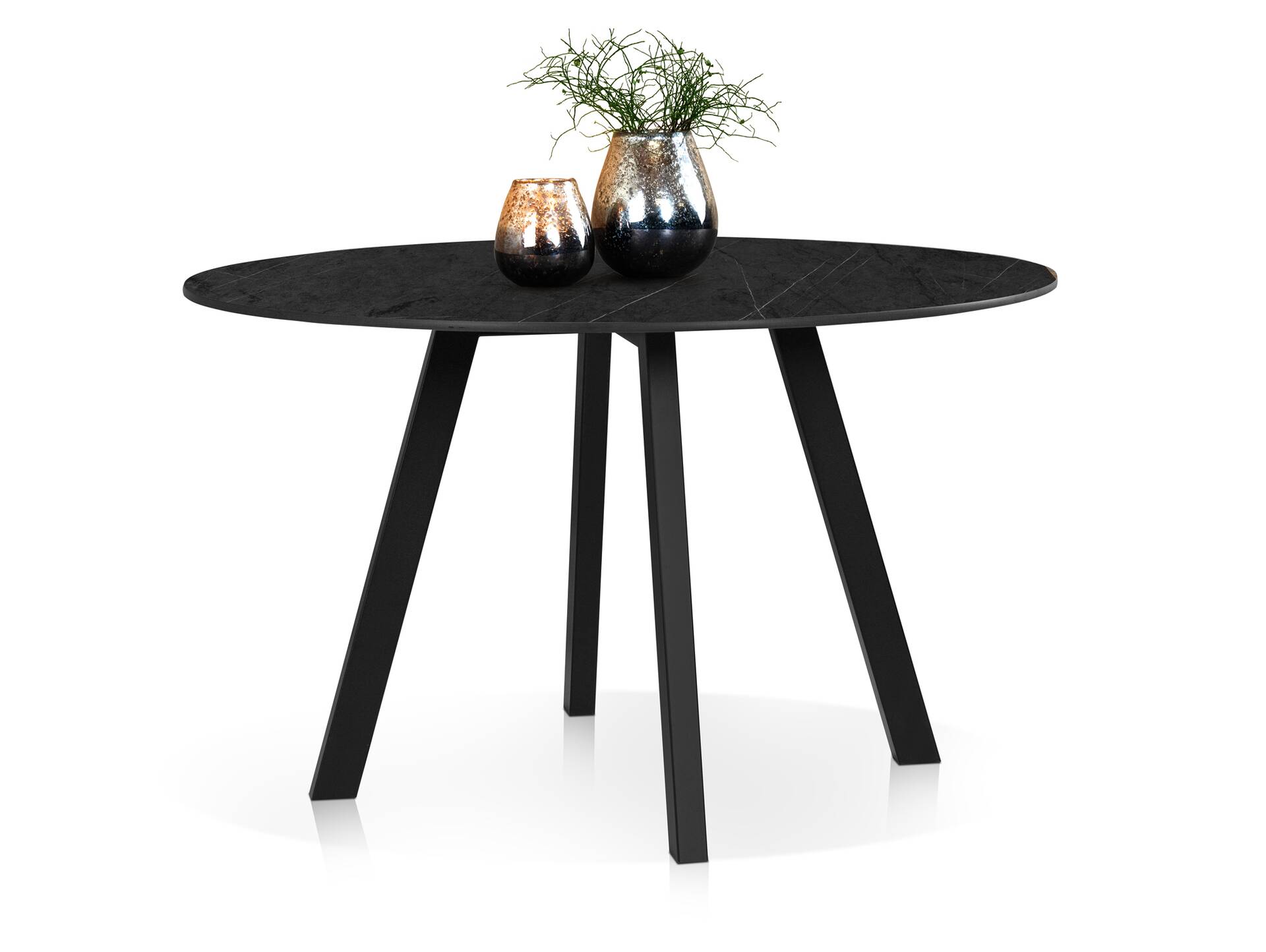 Levent Esstisch rund, Material HPL / Metall 80 cm | Dunkelgrau