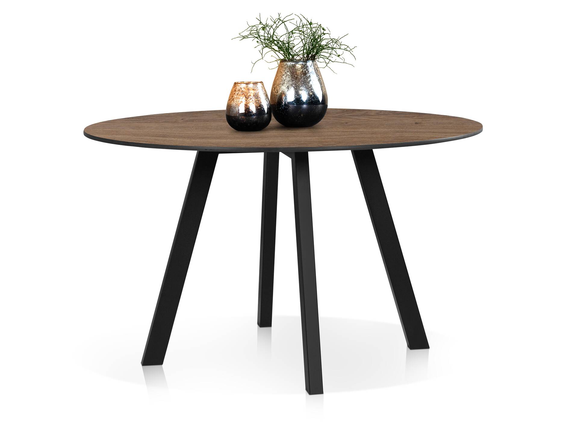 Levent Esstisch rund, Material HPL / Metall 80 cm | Eichefarbig