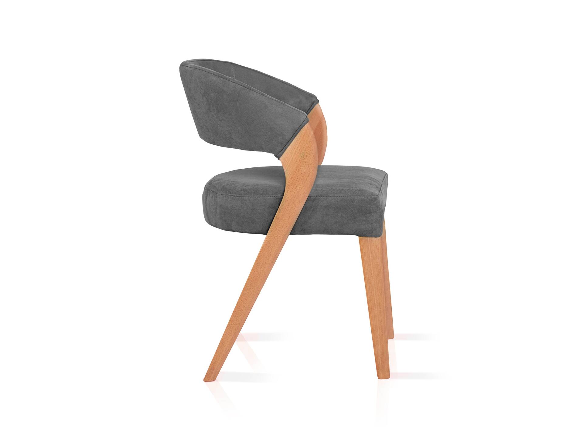 ALONA Polsterstuhl, Material Massivholz/Bezug Kunstleder Buche | grau