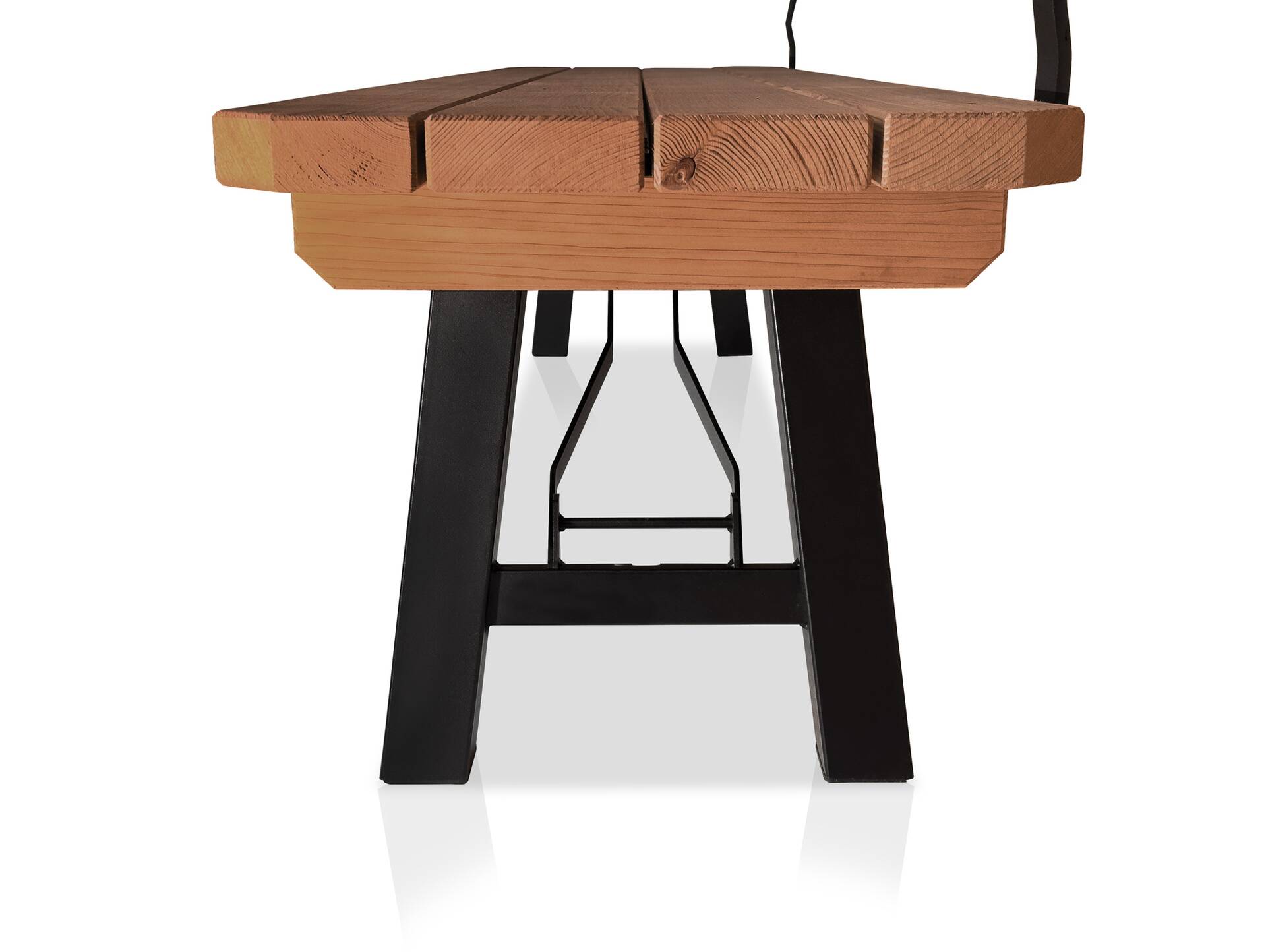 AMMERSEE Gartenbank - klappbar, rustikale Altholzoptik, Material Massivholz/Metall, Thermo-Fichte 200 x 35 cm | Außenbereich | mit Rückenlehne