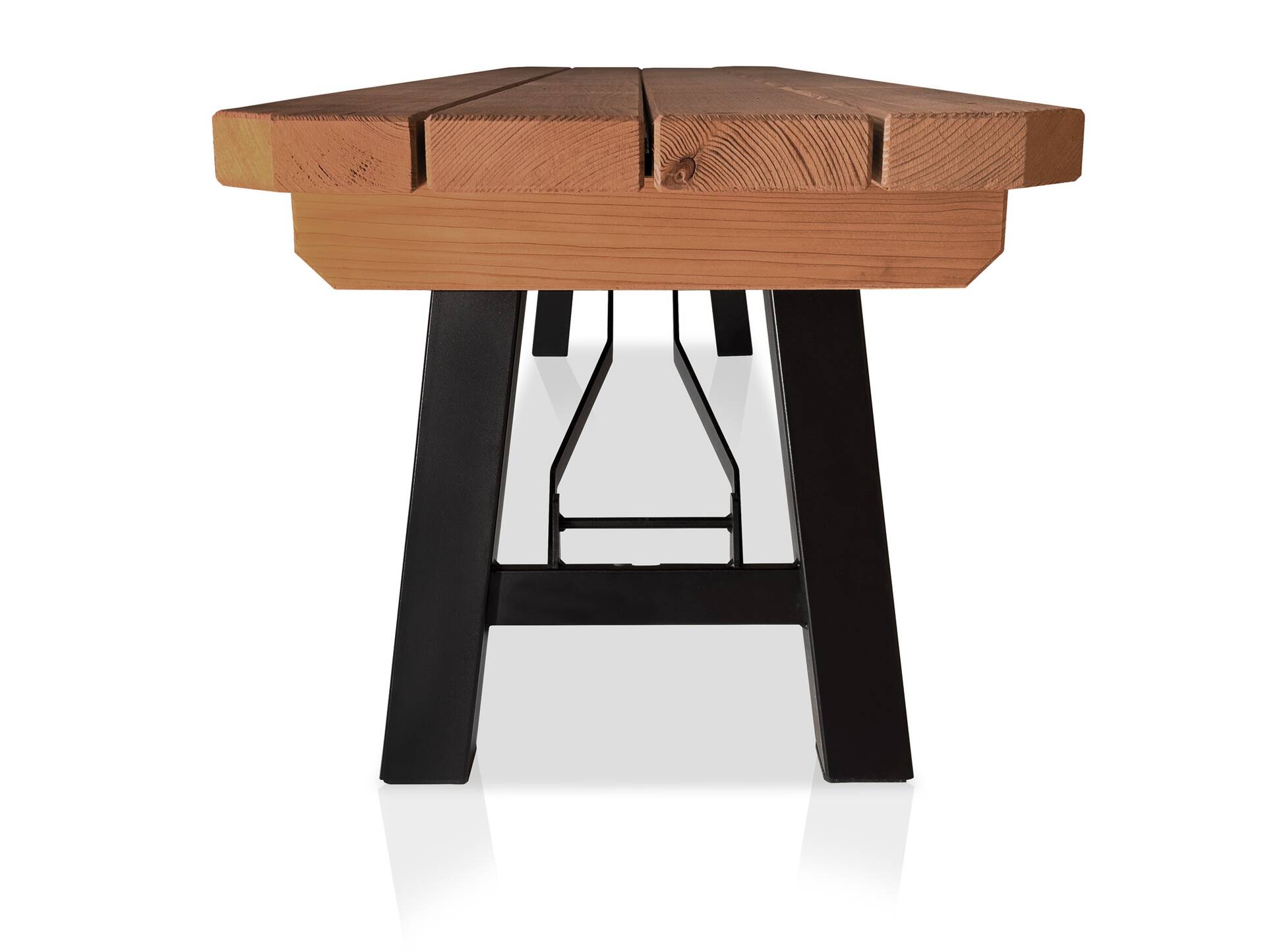 AMMERSEE Gartenbank - klappbar, rustikale Altholzoptik, Material Massivholz/Metall, Thermo-Fichte 220 x 35 cm | Außenbereich | ohne Rückenlehne