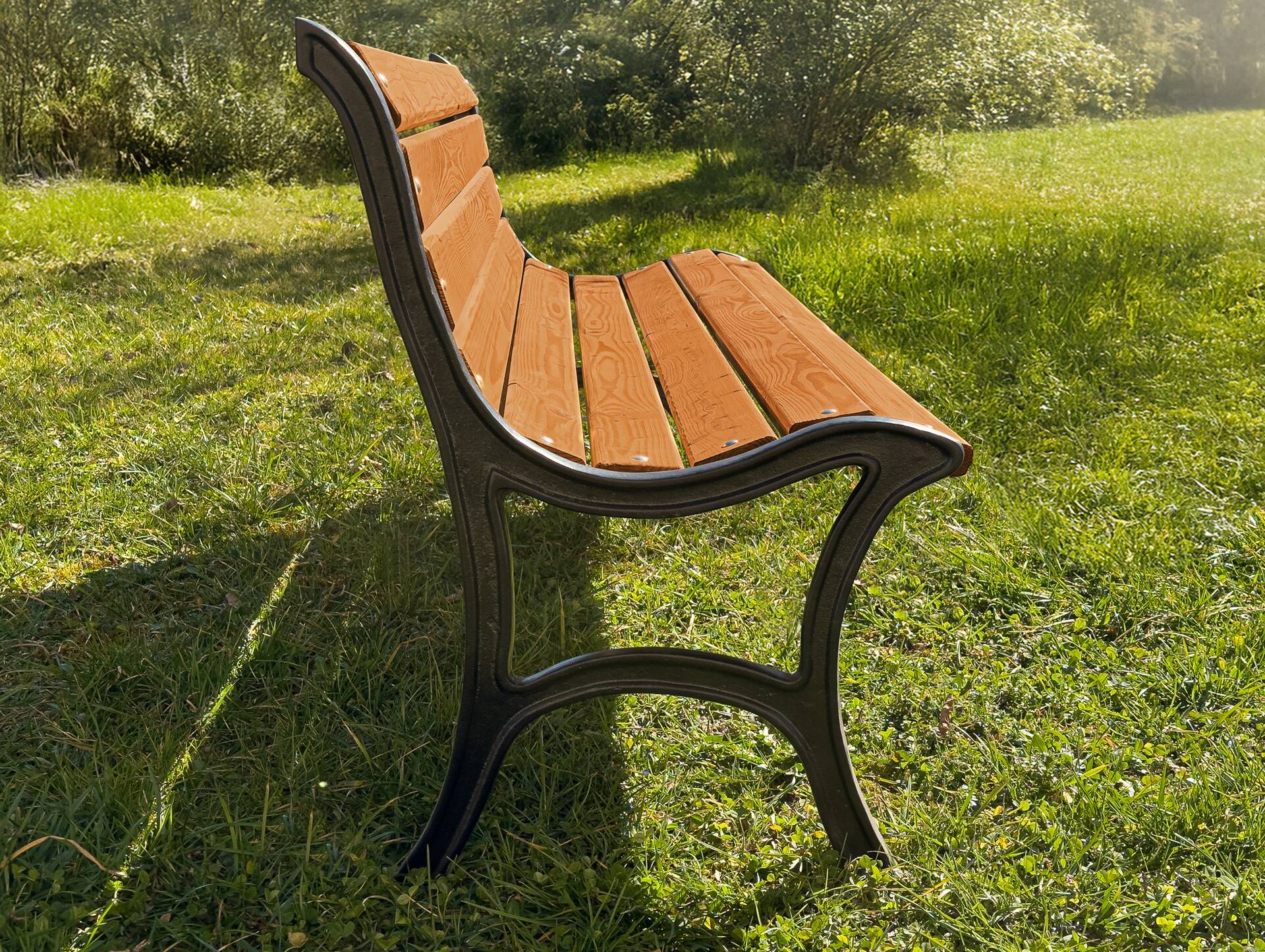 GUSTL Gartenbank, Material Massivholz Lärche, Metallgestell Schwarz 180 cm