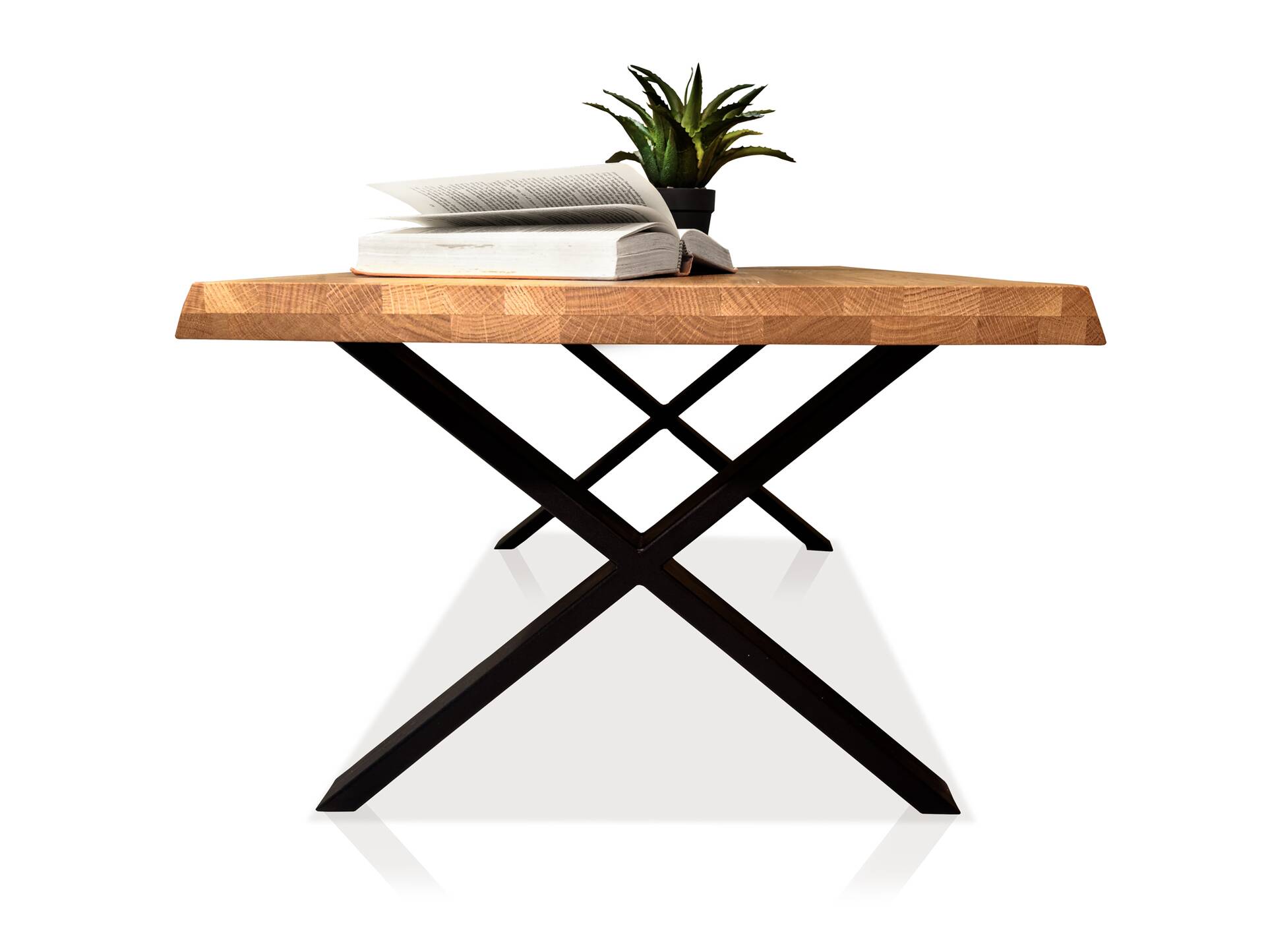 HERCO Couchtisch, Material Massivholz/Metall, Eiche geölt/schwarz 