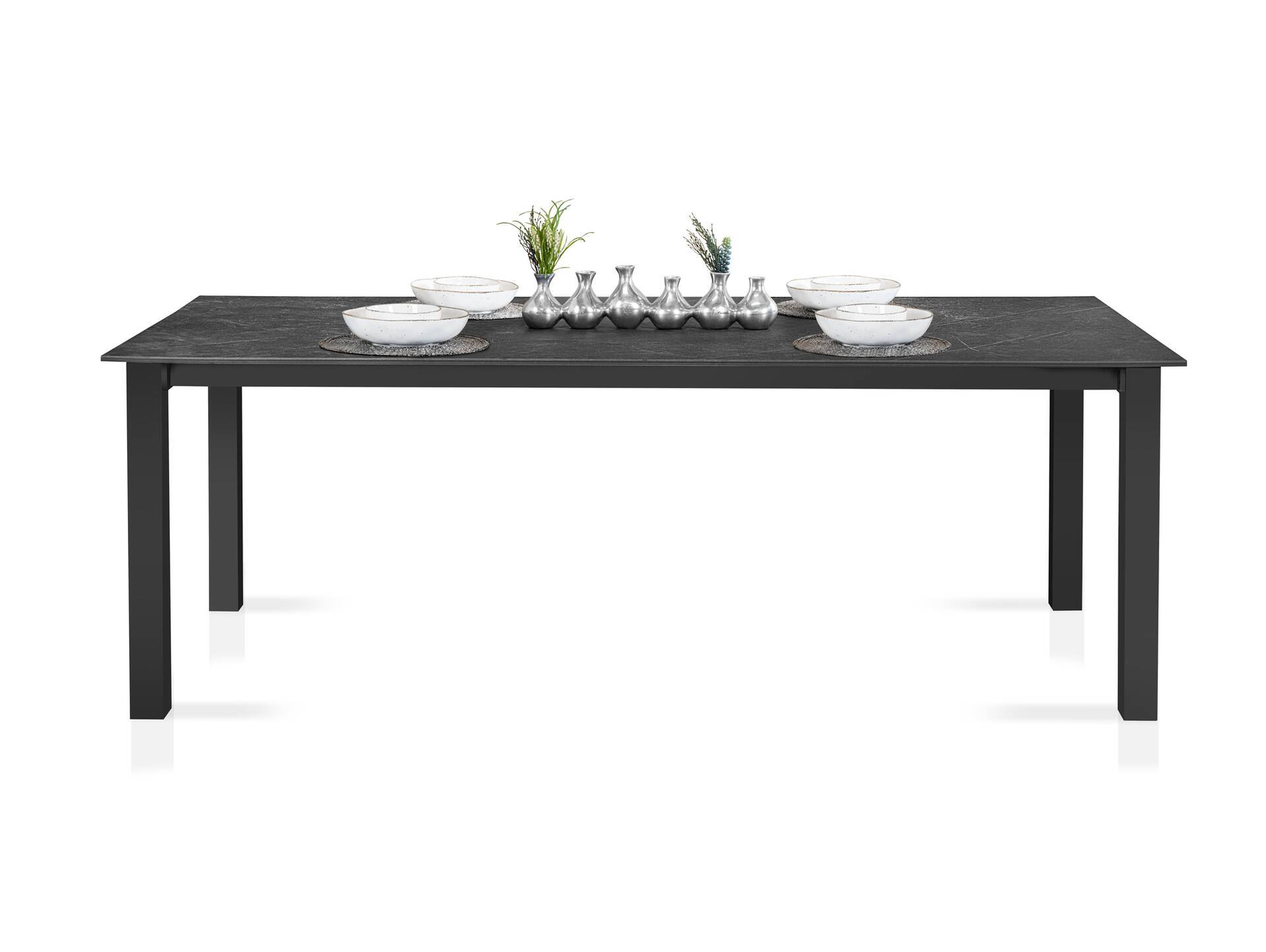 MONTARO XL Gartentisch ausziehbar, Material HPL / Metall, 210/300x100 cm Dunkelgrau