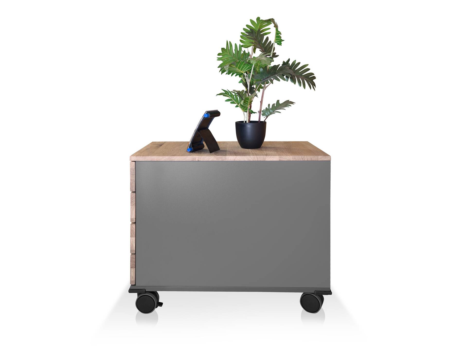 OFFICE OAK Rollcontainer, Material teilmassiv, Eiche/graphitfarbig 