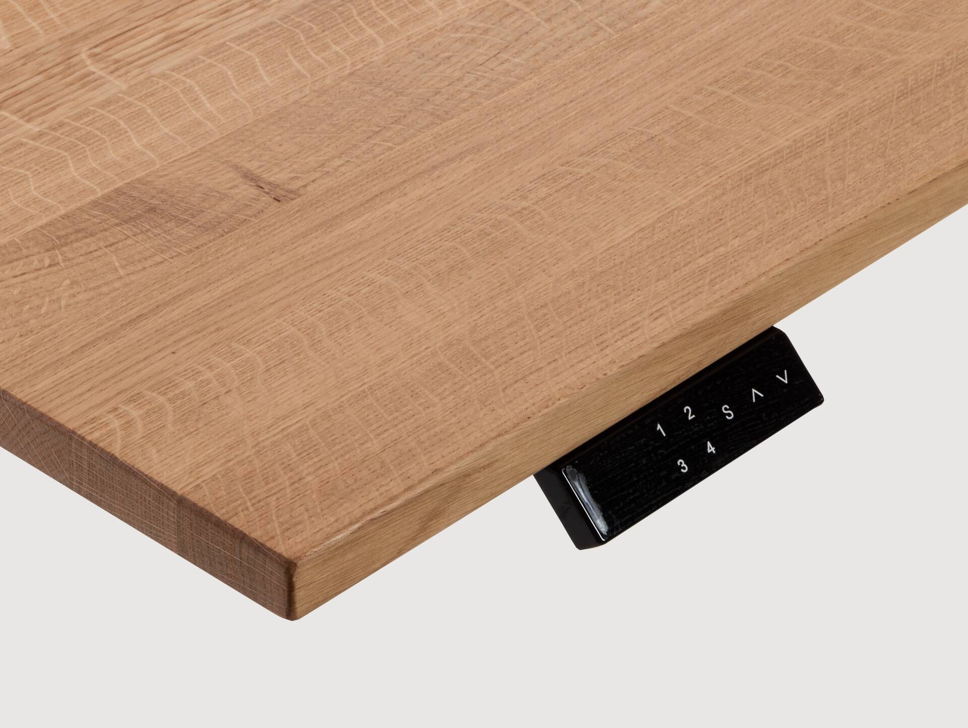 OFFICE ONE Massiv, elektrisch höhenverstellbarer Schreibtisch / Stehtisch, Material Massivholz 180 x 80 cm | Eiche | schwarz