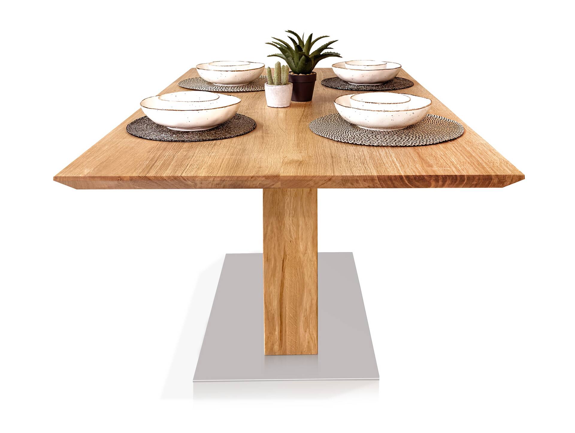 ORLEANS Massivholztisch / Säulentisch, Material Massivholz/Edelstahl 