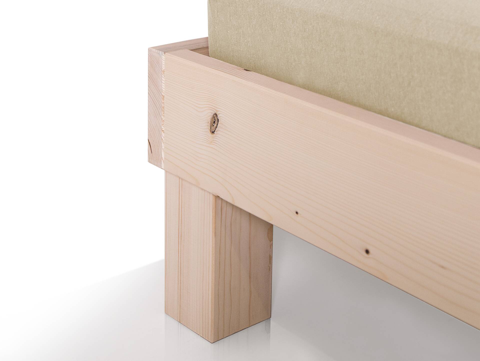 PUMBA Massivholzbett mit Kopfteil, Material Massivholz, Fichte 160 x 220 cm | natur | Standardhöhe