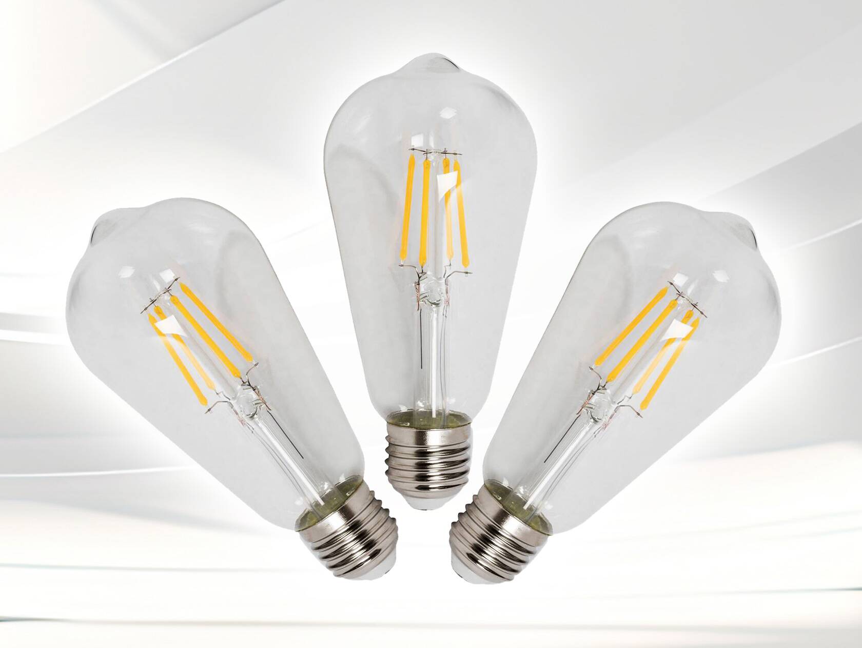 3er Set LED Filament Glühbirnen schmal, E27, 4 Watt, warmweiss 