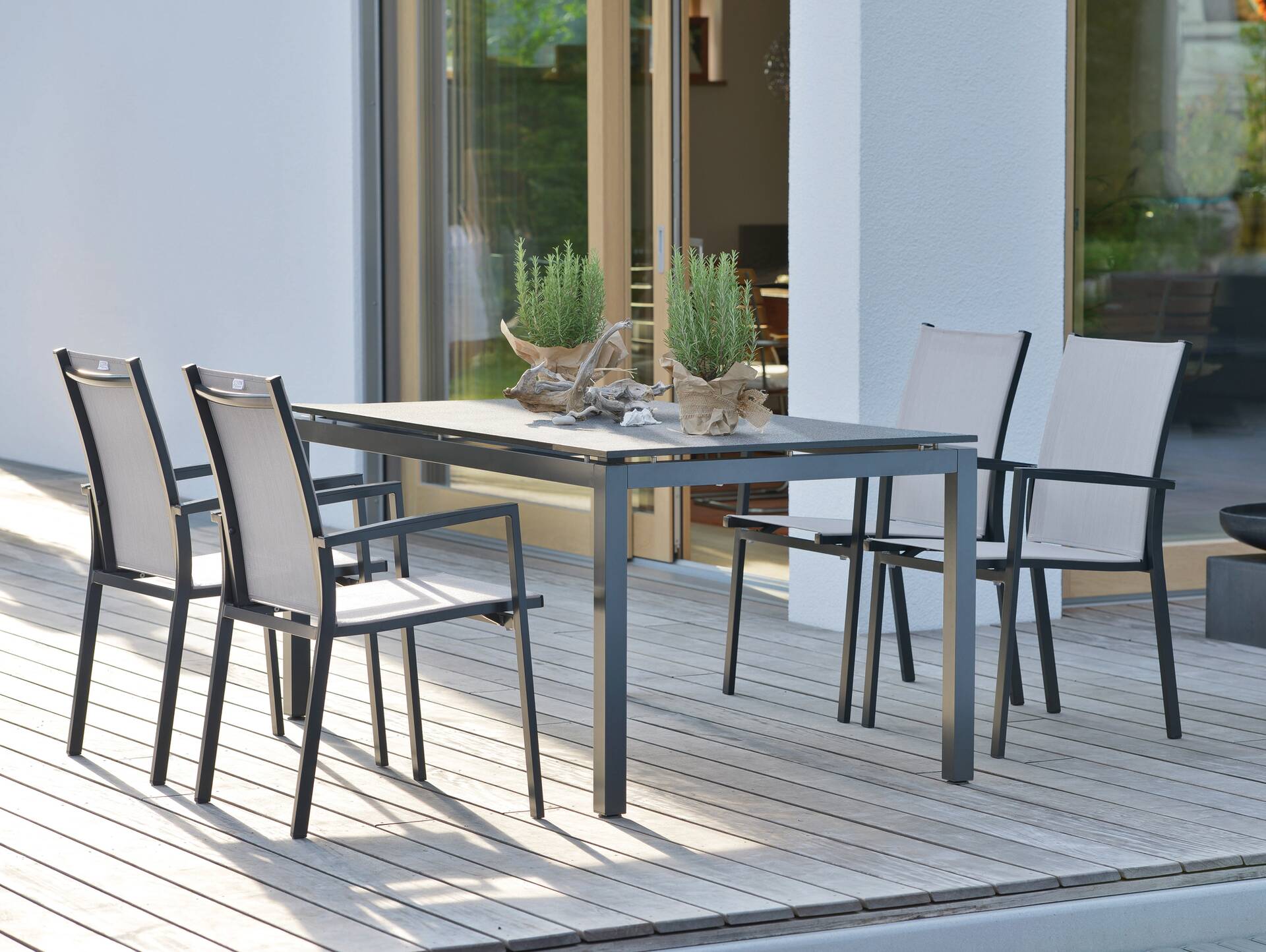 NEW LEVANTO Stapelsessel, Material Aluminium, anthrazit/silber 