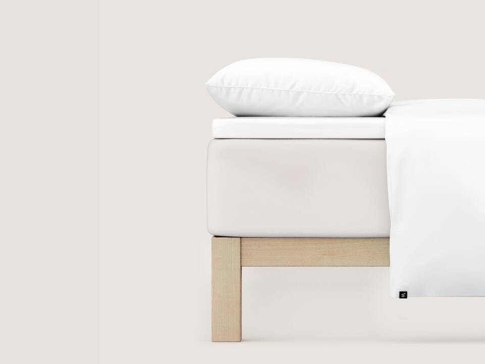 Schlafgut PURE Topper Spannbetttuch/Spannbettlaken, Bio-Mako-Baumwolle mit Elastan Weiss | 180x190 - 200x220 cm
