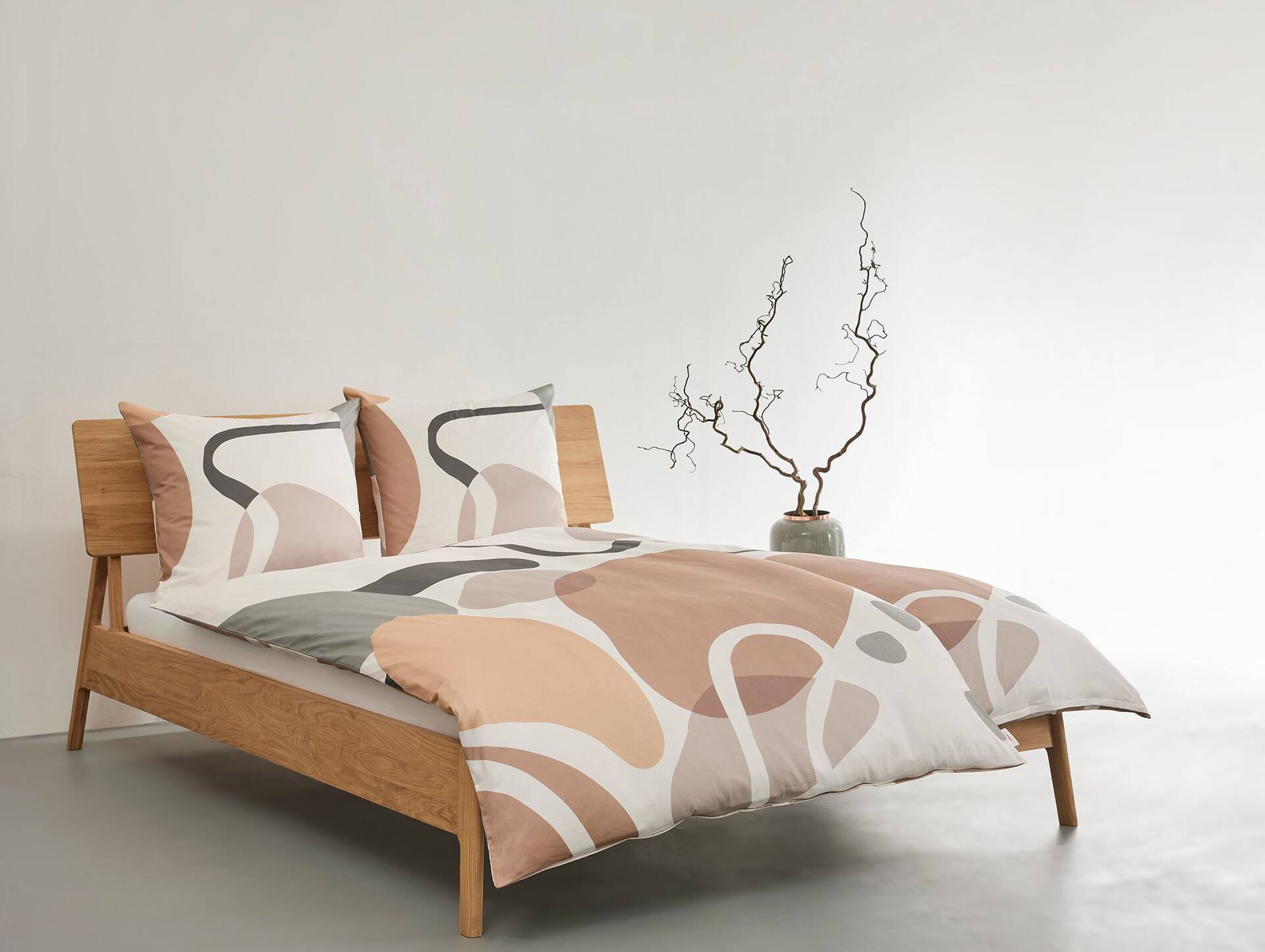 s.OLIVER Satinbettwäsche, 135x200 cm, gemustert, beige/grau 