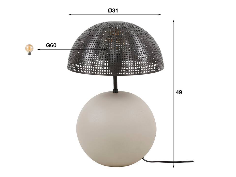 ALENIA Tischlampe, 1-flammig, Material Metall, grau 