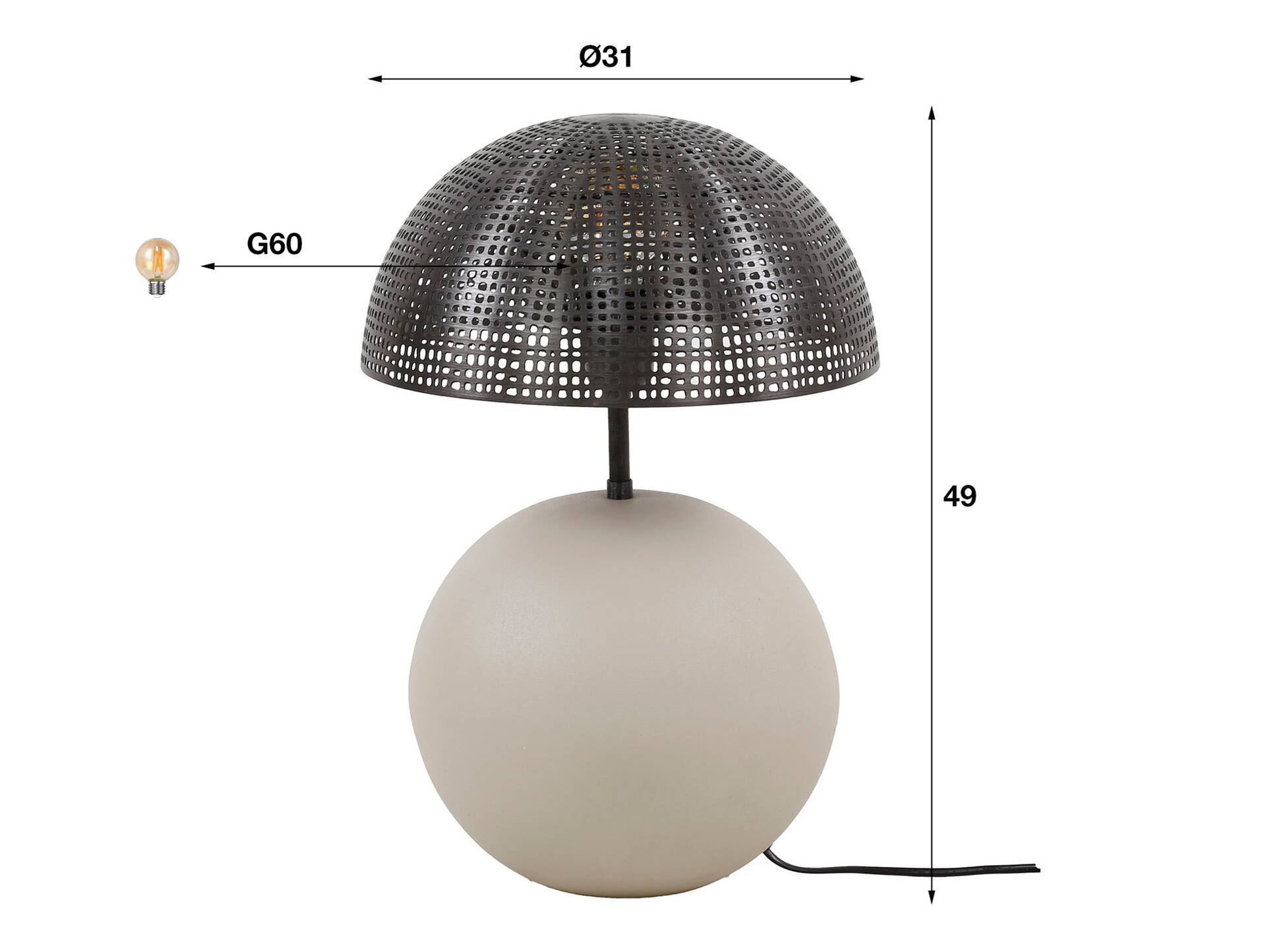 ALENIA Tischlampe, 1-flammig, Material Metall, grau 