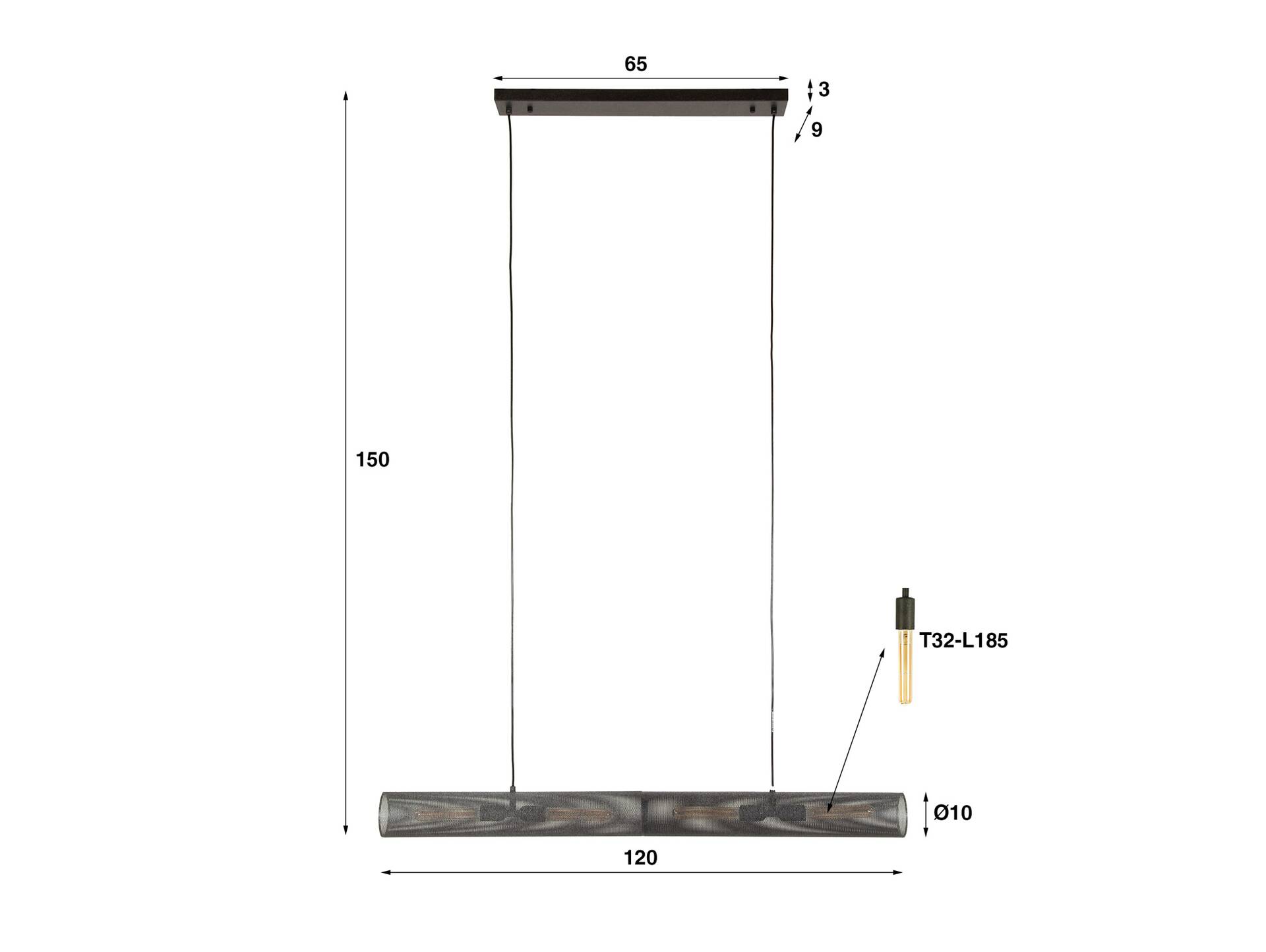 SUNJA Hängelampe, 4-flammig, Material Metall, schwarz 