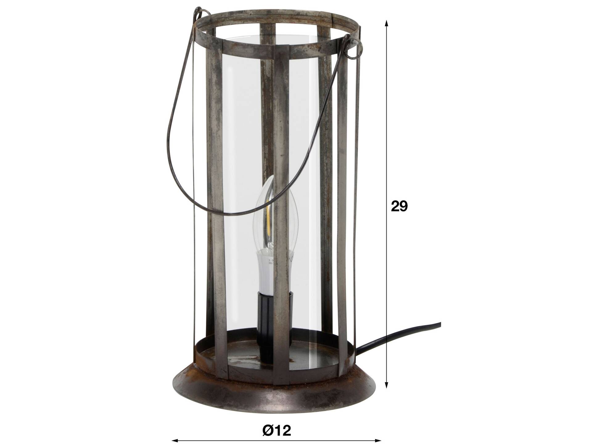 DIGO II Tischlampe, Metall mit Glaseinsätzen 