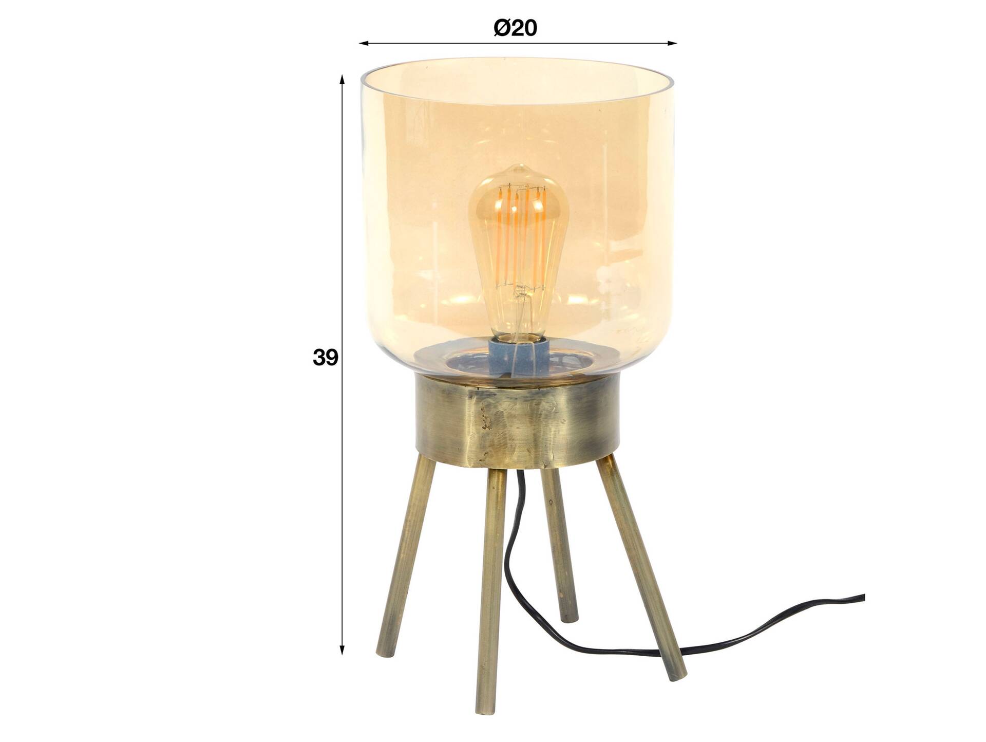 VOTAN II Tischleuchte mit Glasschirm/Metallgestell bronzefarbig 