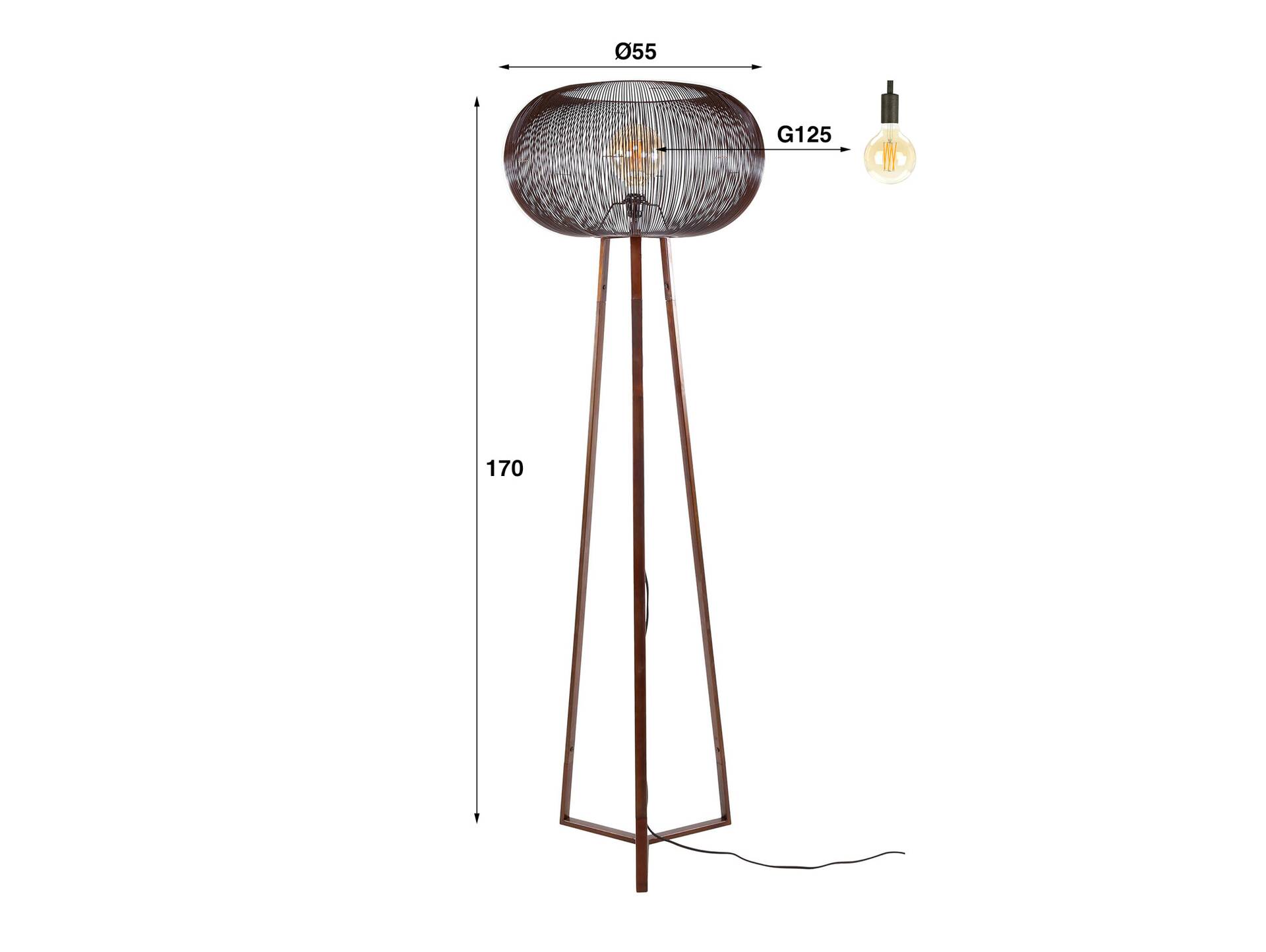 PAMIR Stehlampe, 1-flammig, Material Metall, schwarz 